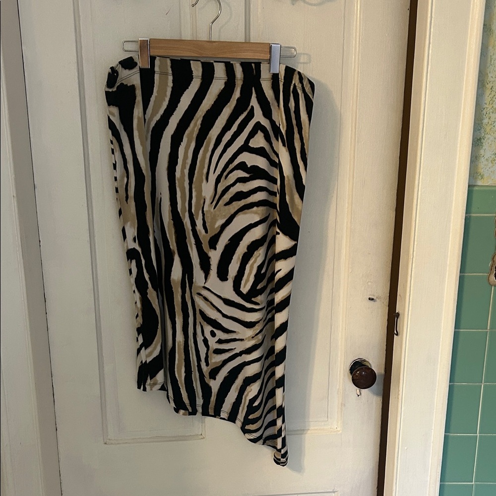 Premise Black, Dark Brown, Tan and White Asymmetrical Skirt